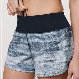 lululemon athletica Black Waistband with Gray Marbled Print Athletic Shorts